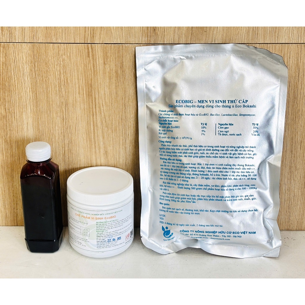 Chế phẩm men vi sinh thứ cấp EcoBig, hộp men vi sinh, rỉ mật BOKASHI