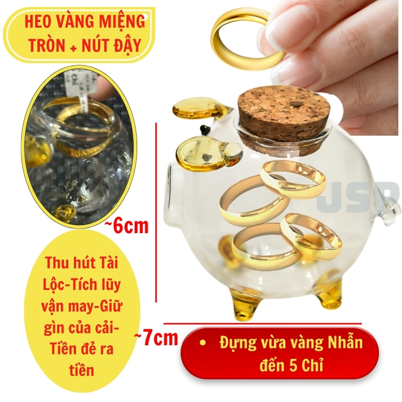 Heo đựng vàng nhẫn lợn thủy tinh heo thủy tinh tiết kiệm in LOGO > 50 con theo yêu cầu KAP
