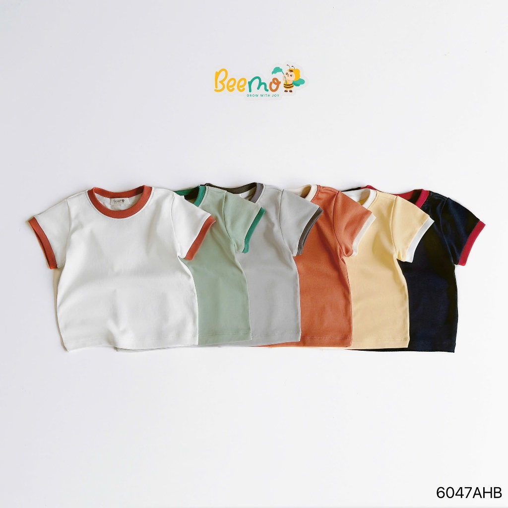Áo phông cổ tròn basic trơn màu unisex cho bé, áo thun cổ tròn mềm mát