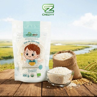 [MUA 1kg tặng bịch 200gr] Gạo Nhật Japonica hữu cơ Hasa Bio 200g nấu cháo sánh mịn cho bé dễ tiêu hóa