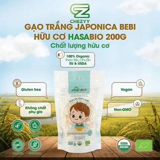 [MUA 1kg tặng bịch 200gr] Gạo Nhật Japonica hữu cơ Hasa Bio 200g nấu cháo sánh mịn cho bé dễ tiêu hóa