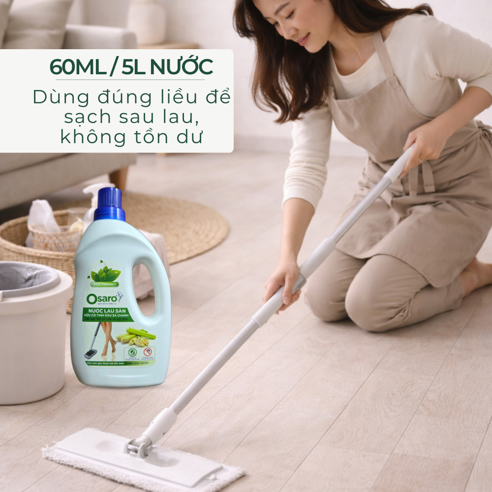 NƯỚC LAU SÀN OSARO 1KG TINH DẦU SẢ CHANH – Lau sạch sàn nhà, khô nhanh