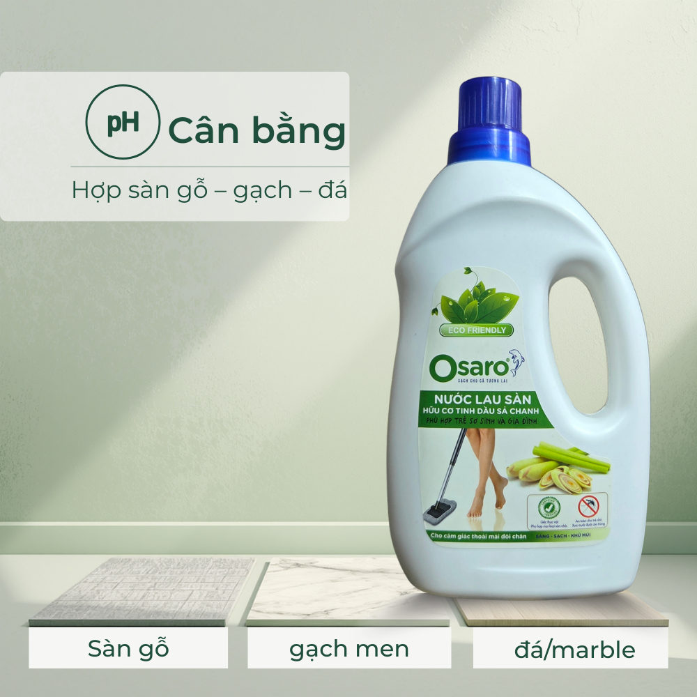 NƯỚC LAU SÀN OSARO 1KG TINH DẦU SẢ CHANH – Lau sạch sàn nhà, khô nhanh