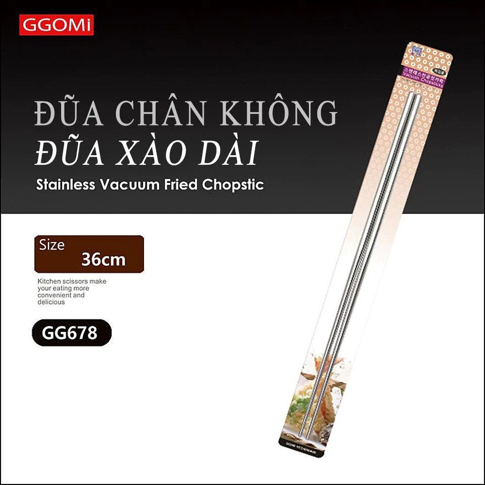 Đũa Xào Chân Không GGOMI 36cm – Đũa Inox Cao Cấp, Chống Trơn, Chịu Nhiệt Tốt