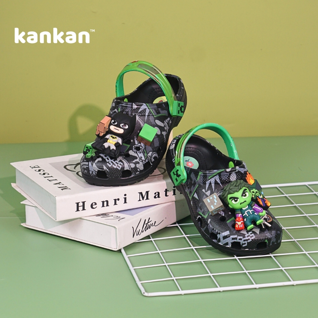 [Bản Cao Cấp] Sục Cho Bé Trai KanKanStore Dép Sục Trẻ Em Minecraft Batman Đã Bao Gồm Sticker Batman Hulk KA134
