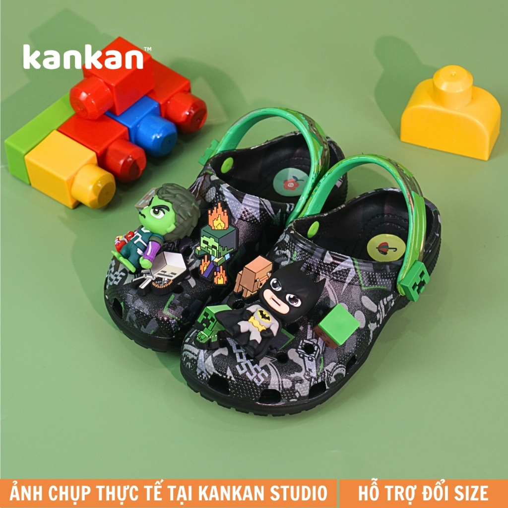 [Bản Cao Cấp] Sục Cho Bé Trai KanKanStore Dép Sục Trẻ Em Minecraft Batman Đã Bao Gồm Sticker Batman Hulk KA134