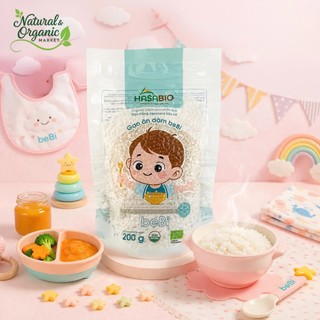[MUA 1kg tặng bịch 200gr]Gạo Japonica hữu cơ Hasa Bio 200g gạo trắng cho bé ăn dặm mềm dẻo an toàn - Natural Market