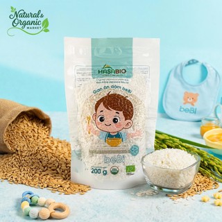 [MUA 1kg tặng bịch 200gr]Gạo Japonica hữu cơ Hasa Bio 200g gạo trắng cho bé ăn dặm mềm dẻo an toàn - Natural Market