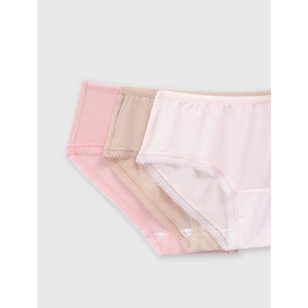 Combo 3 quần lót tam giác nữ CANIFA dáng hípter phối viền ren thoáng khí thấm hút tốt 6US26A003