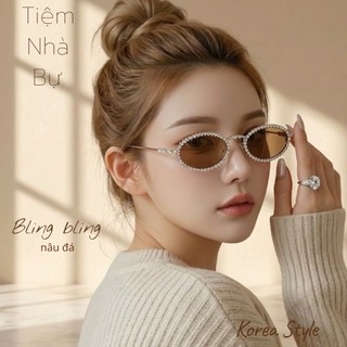 Mat kính đính đá kiểu dáng oval thời trang siêu hot - 1192