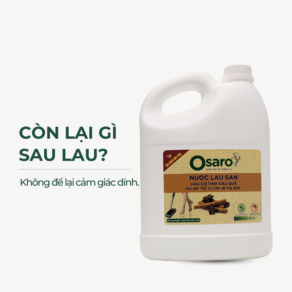 LS4KQ - NƯỚC LAU SÀN OSARO 4KG TINH DẦU QUẾ – Lau sạch sàn nhà, khô nhanh, hương quế dễ chịu