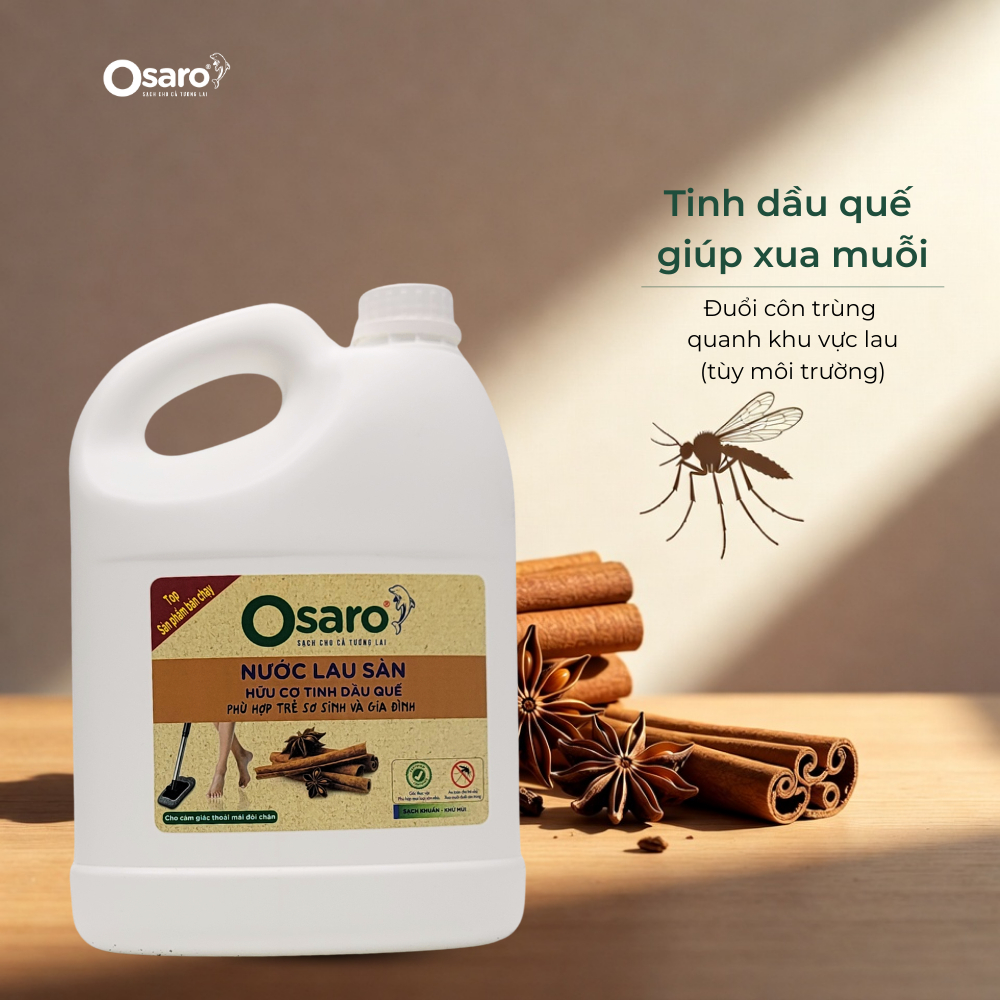 LS4KQ - NƯỚC LAU SÀN OSARO 4KG TINH DẦU QUẾ – Lau sạch sàn nhà, khô nhanh, hương quế dễ chịu
