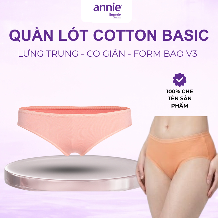 Quần lót nữ trơn vải cotton4 chiều annie QE2176 form basic thoáng mát mặc cả ngày