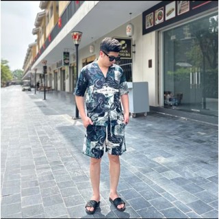 Set lụa nam Họa tiết Medusa thời trang cao cấp chất mềm mịn, mát mẻ, thiết kế trẻ trung cá tính.