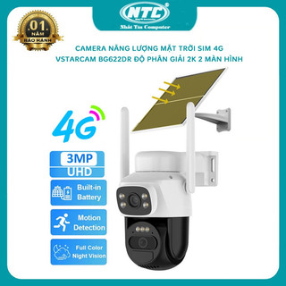 Camera sim 4G dùng năng lượng mặt trời Vstarcam BG622DR phân giải 2K xem 2 màn hình kèm tấm pin đơn