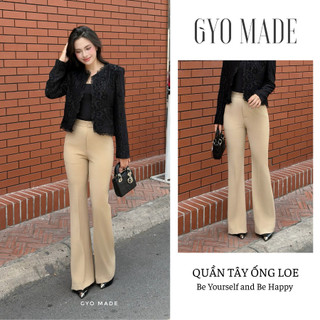 Quần ống loe nữ GYOMADE® cạp cao thanh lịch, chất Carolan cao cấp mềm mịn co giãn | GQ002BR