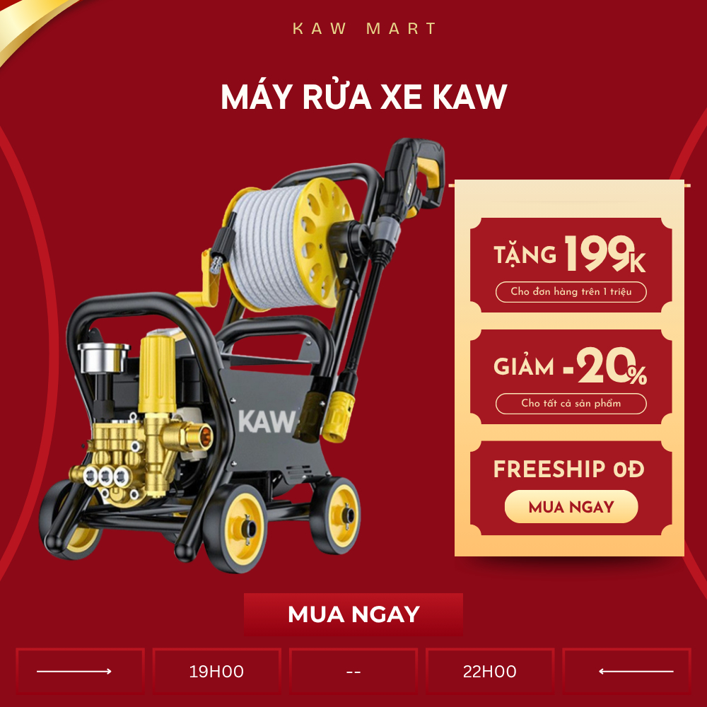 Máy Rửa Xe Cao Áp Động Cơ Cảm Ứng Điều Chỉnh Áp Suất Rửa Sạch Mạnh, Không Hại Sơn, Dùng Gia Đình & Công Trình BH 3 Năm