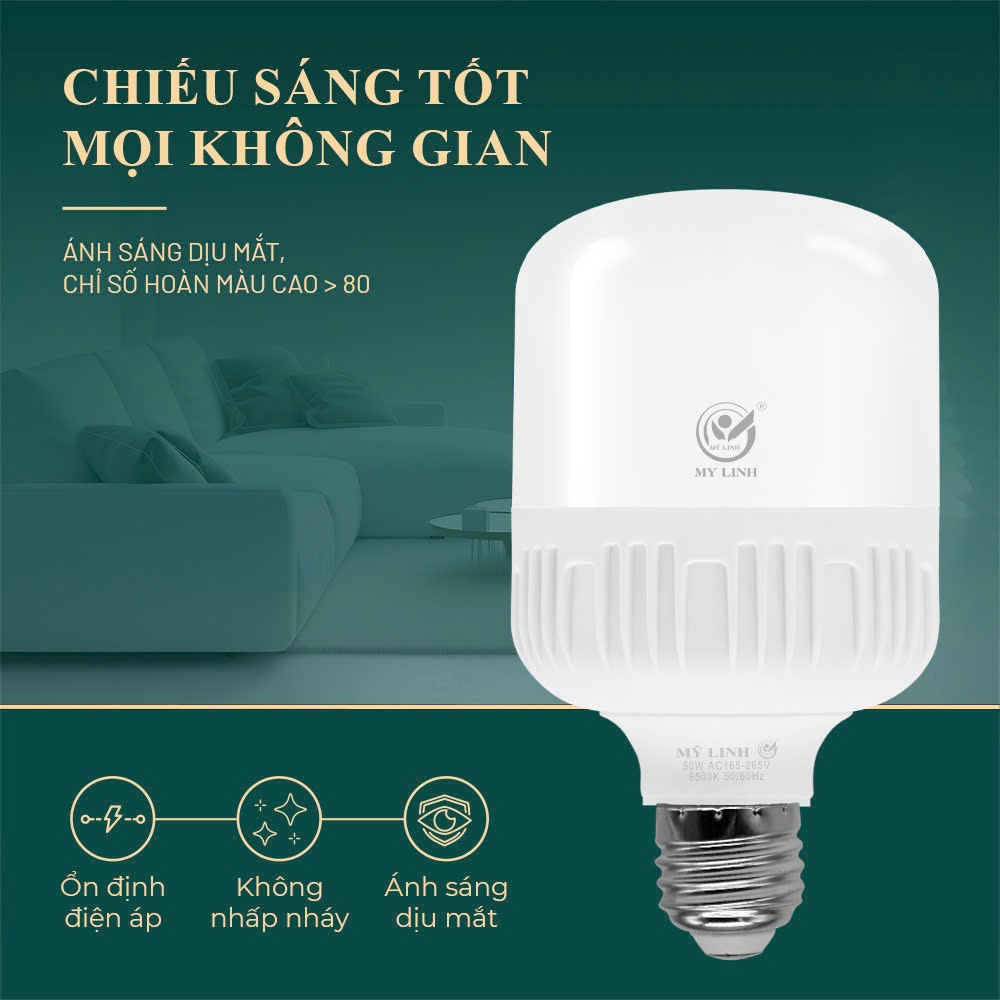 Bóng đèn LED trụ Mỹ Linh TT0001- 40W, đèn led ánh sáng trắng, tiết kiệm điện, chống nước,đui đèn E27