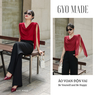 Áo voan độn vai nữ GYOMADE® chất voan Chiffon cao cấp mềm mỏng, form rộng đứng dáng | GA085