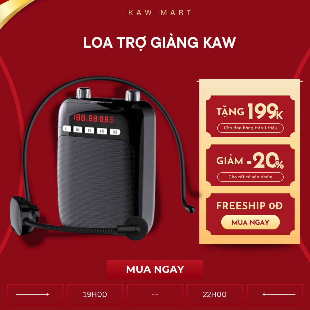 Loa trợ giảng không dây KAW, máy hỗ trợ giảng dạy cho giáo viên hướng dẫn viên bảo hành 12 tháng