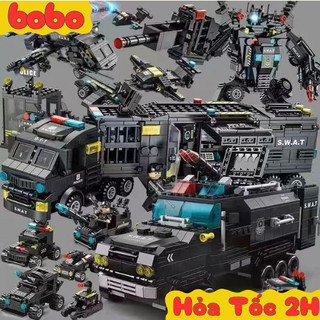 [1920 PCS] BỘ ĐỒ CHƠI LẮP GHÉP XẾP HÌNH CẢNH SÁT,Lắp Ghép OTO,ROBOT,THUYỀN,TRỰC THĂNG,Lắp ráp tàu thuyền chiến Bobo
