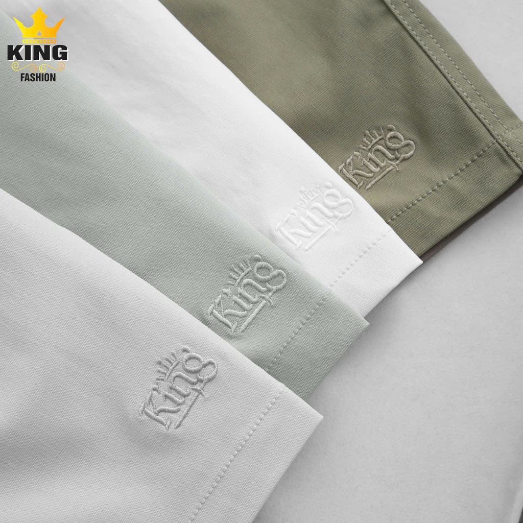 Quần Short Nam Form Trên Gối – Co Giãn Thoải Mái, Mát Nhẹ, Thêu Logo KING, Mặc Lên Là Đẹp