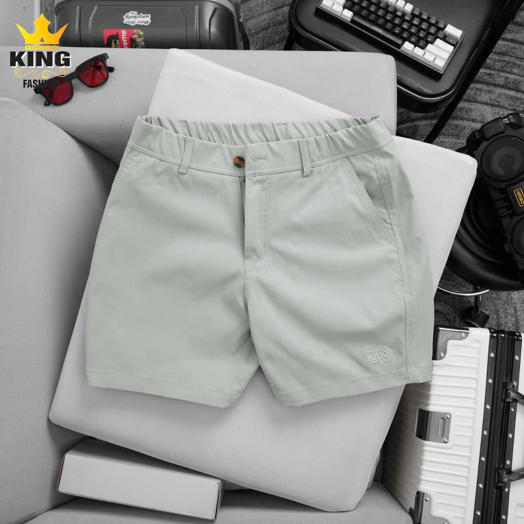 [ HỎA TỐC HCM ] Quần Short Nam Thêu Logo KING Form Trên Gối– Co Giãn Thoải Mái, Mát Nhẹ