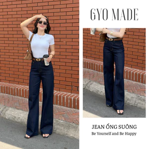 Quần jean nữ ống suông GYOMADE® cạp cao, denim cao cấp thanh lịch dễ phối | GQ022