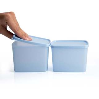 [RT] Bộ 2 hộp đựng thực phẩm Tupperware trữ khô và mát Stacking Square Medium 800ml