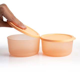 [RT] Bộ 2 hộp đựng thực phẩm Tupperware trữ khô và mát Stacking Round Medium 530ml