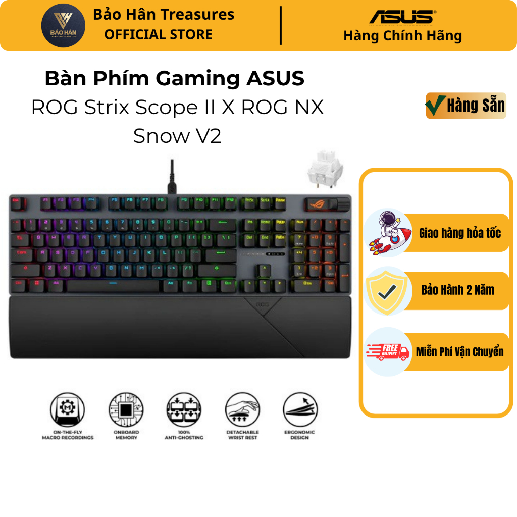 Bàn Phím Gaming ASUS ROG Strix Scope II X ROG NX Snow V2 ( 90MP03XF ...