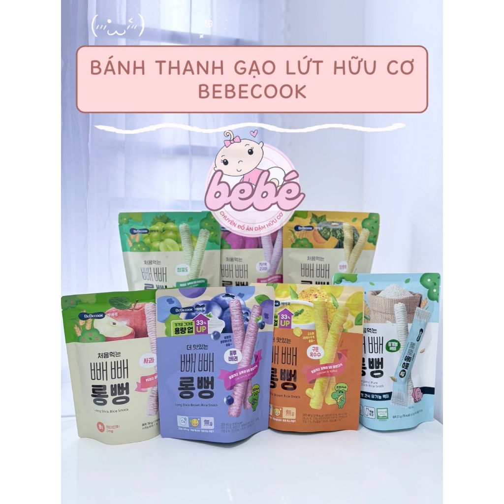 (Date mới) Bánh ăn dặm snack Bebecook bỏng, ngô chuối, cuộn, bi phô mai,thanh cho bé ăn dặm Hàn Quốc