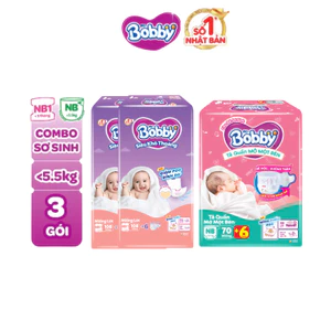 Combo sơ sinh gồm02 gói Miếng lót Newborn1-108miếng và 01 gói Tã quần mở một bên NB70+6 miếng