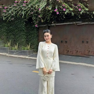 Pháp Phục Trúc Thanh Phối Cúc Điệu Đà Sang Trọng  Phù Hợp Dịp Lễ Tết-Áo Dài YUMI
