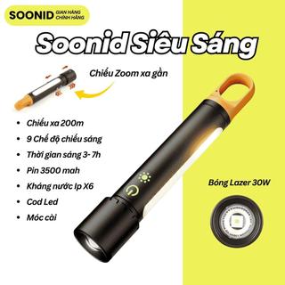 Đèn Pin Soonid Siêu Sáng, Pin 3500mah, Chiếu Xa 200m,Zoom Xa Gần, Cod Led, 9 Chế Độ Sáng, Thời Gian Sáng 3 - 7 Giờ
