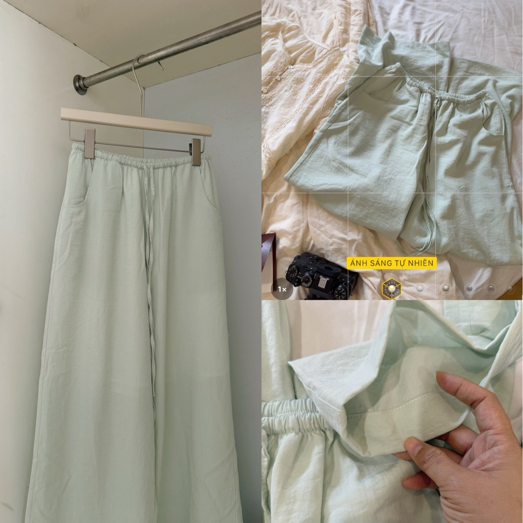 Quần suông ống thẳng chất LINEN BAMBOO  nhẹ mát mỏng (KHÔNG LỘ HỞ) - ẢNH THẬT + VIDEO SHOP TỰ QUAY . Mã q301