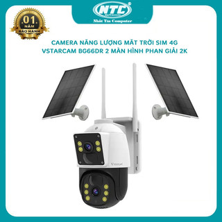 [KÈM TẤM PIN ĐÔI] Camera ngoài trời Vstarcam BG66DR sim 4G kèm tấm năng lượng mặt trời - phân giải 2K xem 2 màn hình