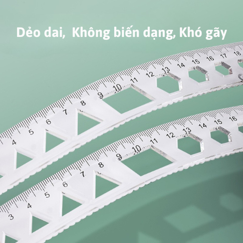 Bộ Thước Kẻ Eke, Bộ Thước Kẻ Hình Học 4 Món, Bộ Thước Kẻ Đa Năng Chất Liệu Acrylic Trong Suốt
