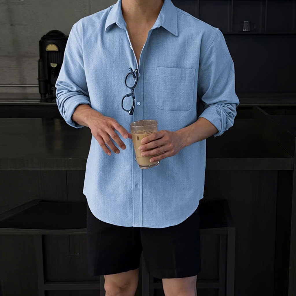 Áo Sơ Mi Nam Màu Hồng Vải Cotton Linen Phong Cách Hàn Quốc Du Lịch Cafe Đi Làm Mùa Hè Halley A28