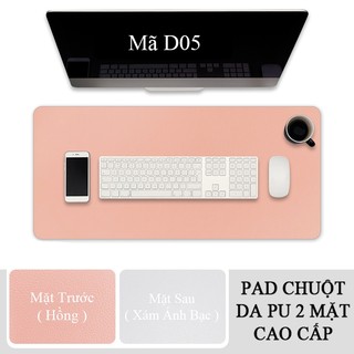 DeskPad Da PU 2 Mặt Kích Thước Lớn Màu Hồng/Xám Ánh Bạc  - Chống Nước - Chống Trầy - Dễ Vệ Sinh