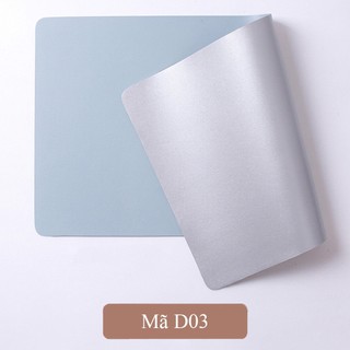 DeskPad Da PU 2 Mặt Cỡ Lớn Màu Xám Ánh Bạc/Xanh Pastel  - Chống Nước - Chống Trầy - Dễ Vệ Sinh