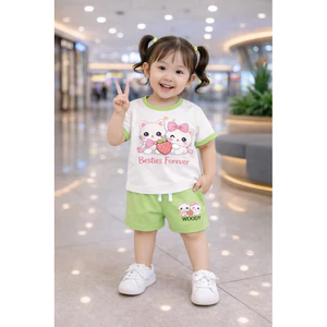 Bộ Đùi bé gái vải cotton 100% cho bé 8-20kg ( tặng kèm 10cái khẩu trang )
