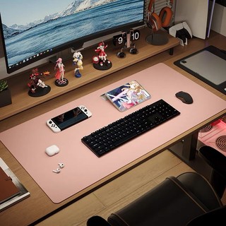 DeskPad Da PU 2 Mặt Cỡ Lớn Màu Xám Ánh Bạc/Hồng  - Chống Nước - Chống Trầy - Dễ Vệ Sinh