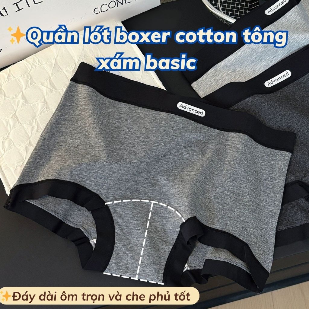 Quần lót nữ cotton cao cấp dáng boxer cạp vừa tôn dáng đáy lót nâng cấp dài và thoải mái LANXA L5284