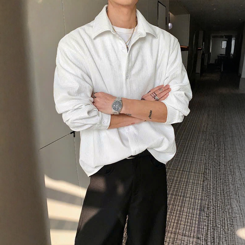 Áo Sơ Mi Oversize Unisex 2026 - Vibe Streetwear, Cá Tính Dễ Phối Đồ, Họa Tiết Vân Nổi Mẫu Mới