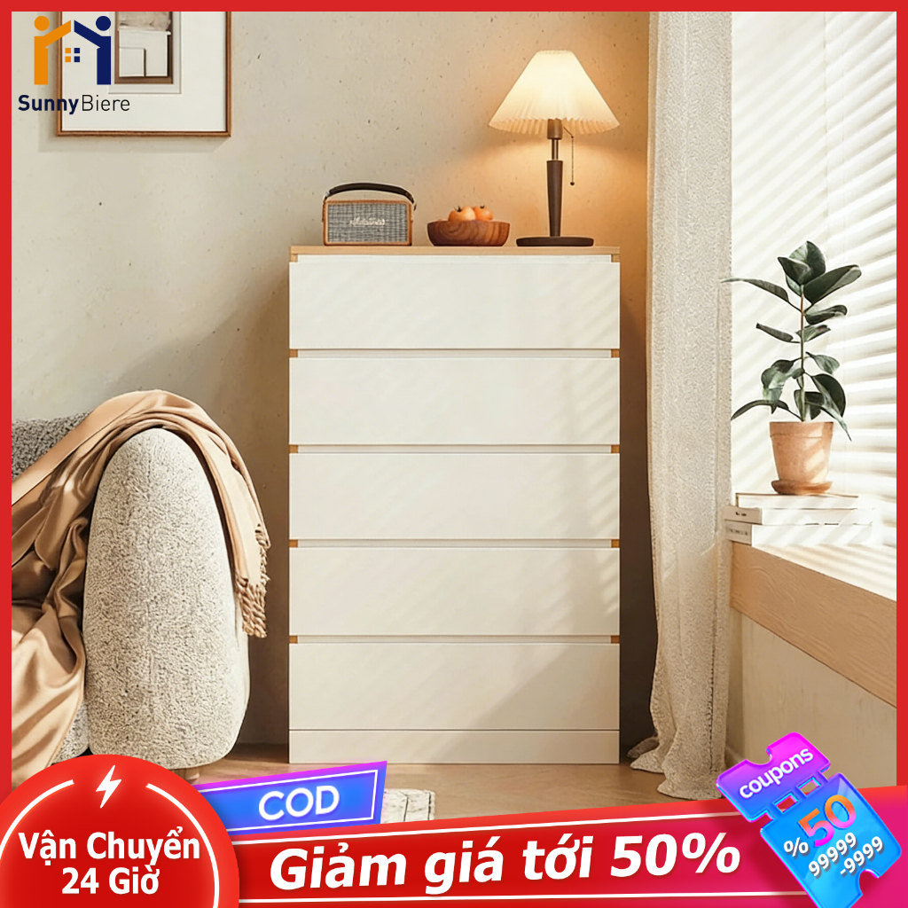 SUNNY Tủ Đựng Quần Áo Gấp Gọn, Tủ Ngăn Kéo Gỗ MDF Chống Ẩm Đa Năng 3/4/5 Tầng