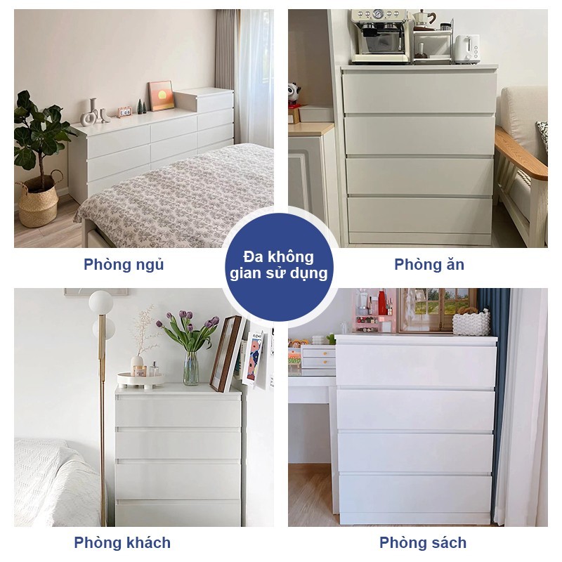 SUNNY Tủ Đựng Quần Áo Gấp Gọn, Tủ Ngăn Kéo Gỗ MDF Chống Ẩm Đa Năng 3/4/5 Tầng