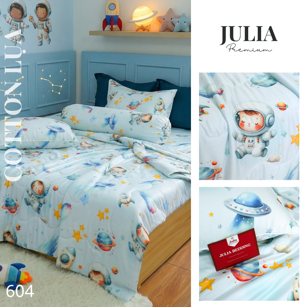Bộ Chăn Ga Gối Cotton Lụa 100% sợi tự nhiên Cao Cấp Julia- Mềm Mịn, Thoáng Mát, Ga Giường Bọc Thun – Nhiều Màu J6H