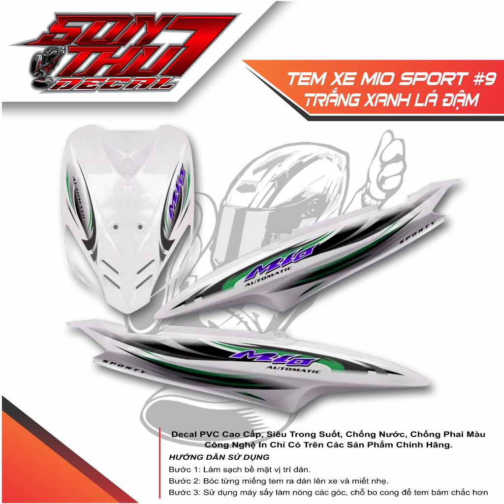 TEM XE MIO SPORT #9 (CHẤT LƯỢNG CAO - SẮC NÉT - KHÔNG PHAI MÀU)