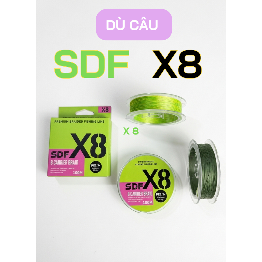 Dây Dù Câu Cá, Dây Dù Câu Lure SDF.X8 100M Chính Hãng, Siêu Bền